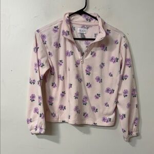 Place Floral Fleece Pullover in Cream and Purple